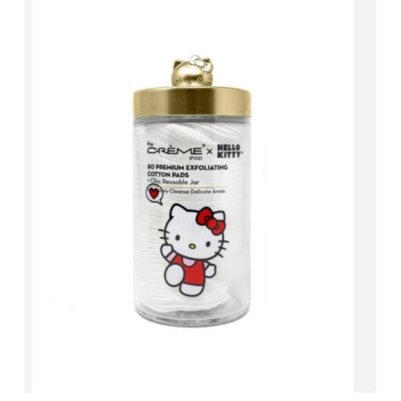 HELLO KITTY x The Crème Shop Reusable Glass Jar + Premium Cotton Pads Beauty - Picture 3 of 3